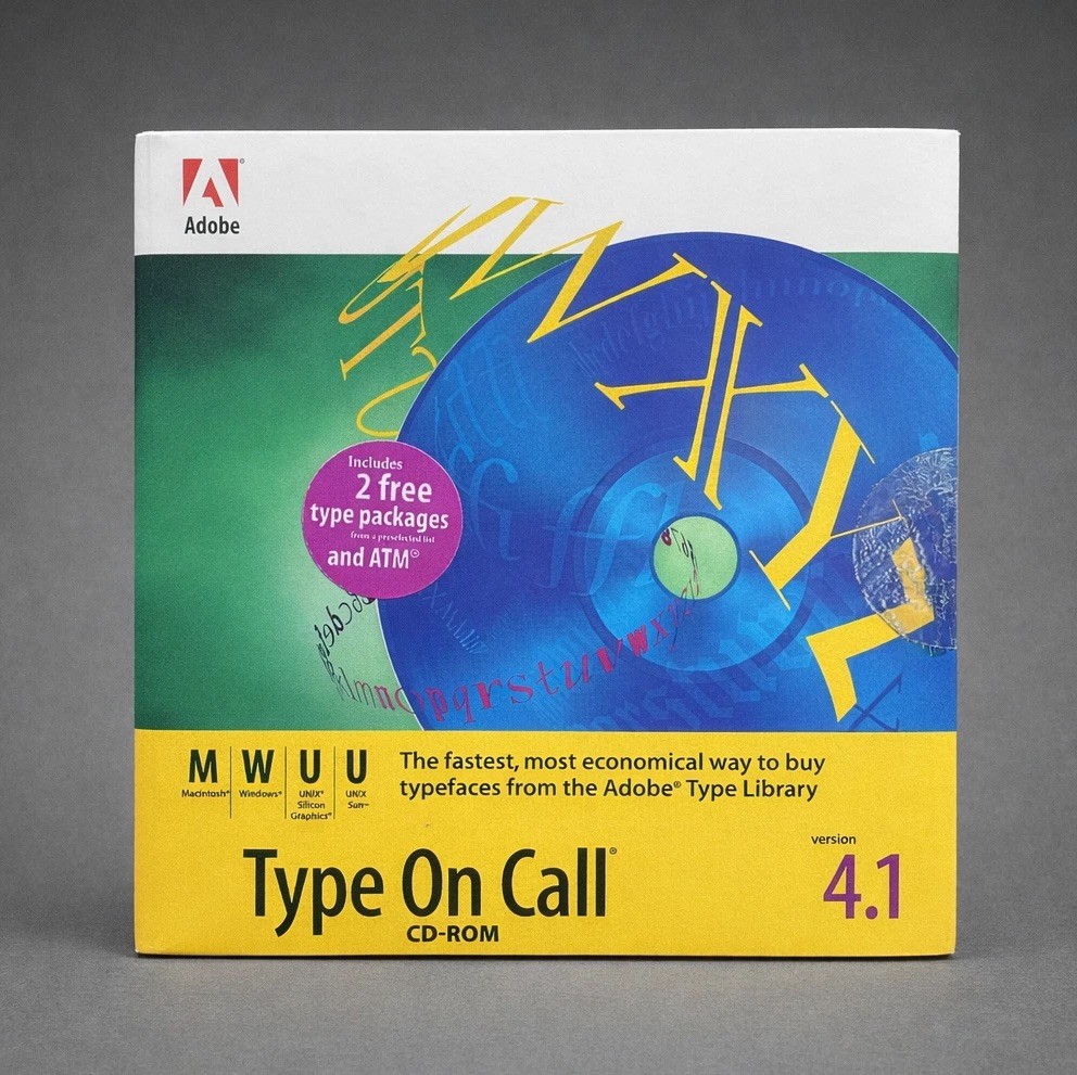 ADOBE TYPE ON CALL VERSION 4.1 MACINTOSH WINDOWS UNIX SUN FONT TYPEFACES CD-ROM