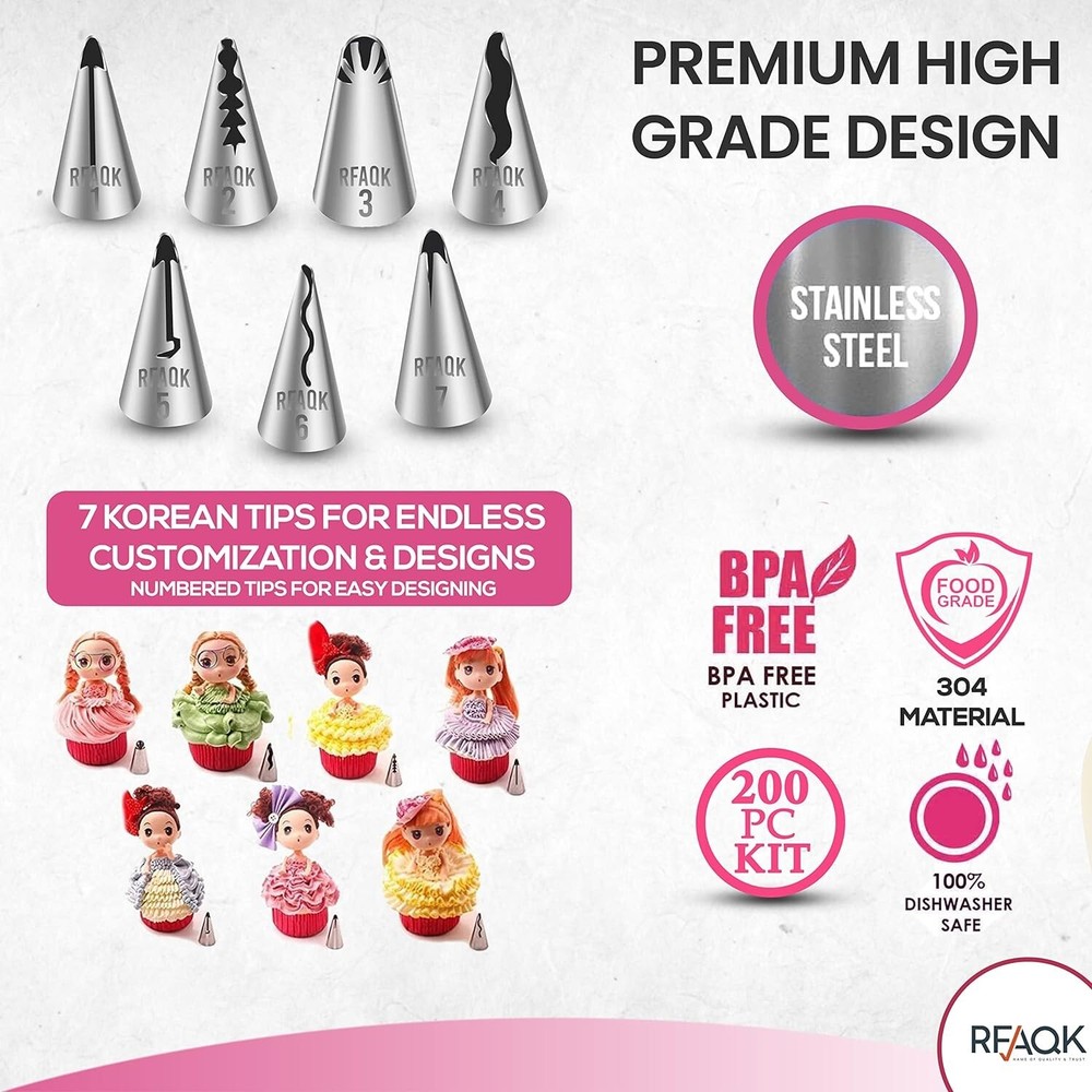 Ultimate 200PC Cake Decorating Kit for Beginners - Includes Turntable & Tips