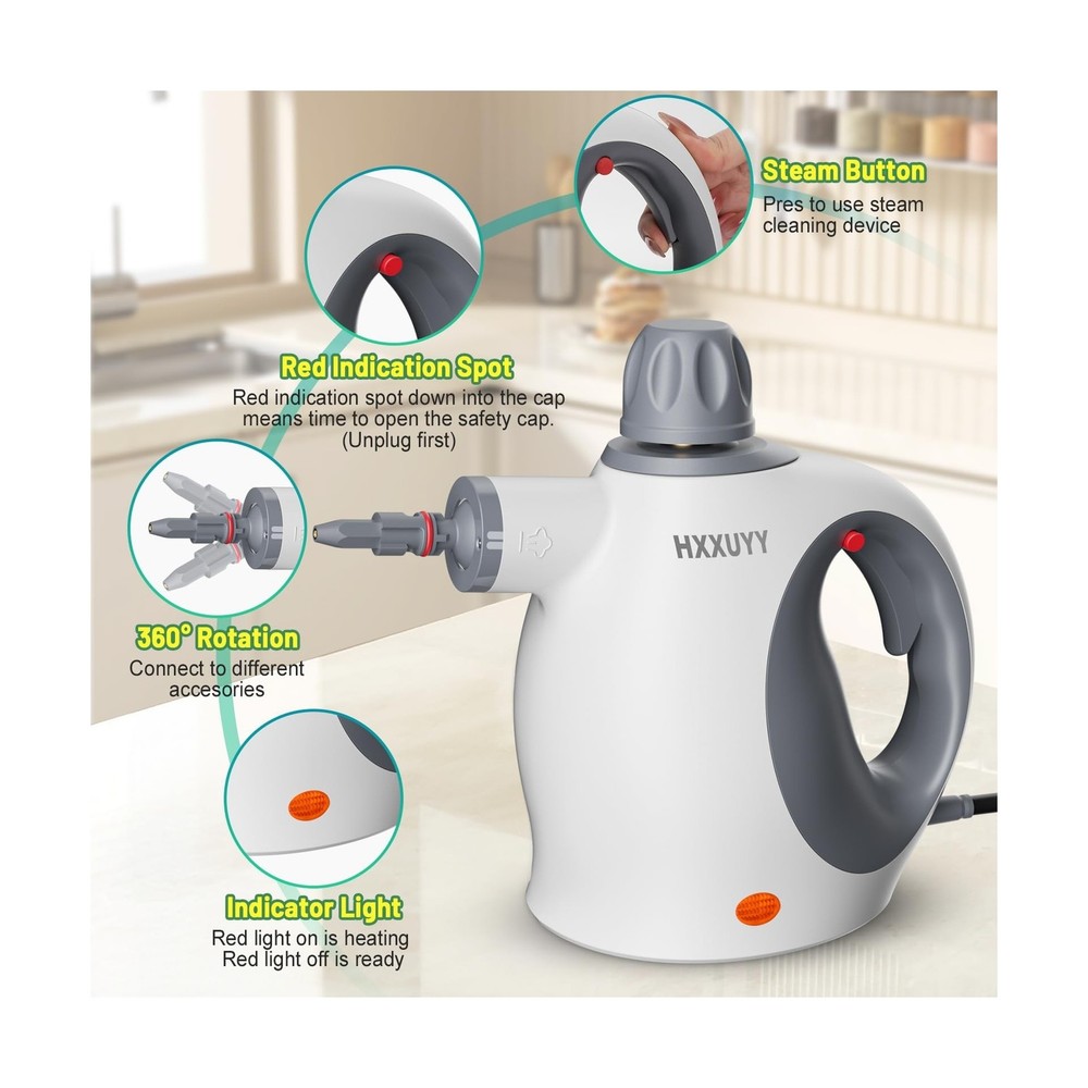 Multi-Surface Handheld Pressurized Steam Cleaner with 13 PCS Accessory ，P