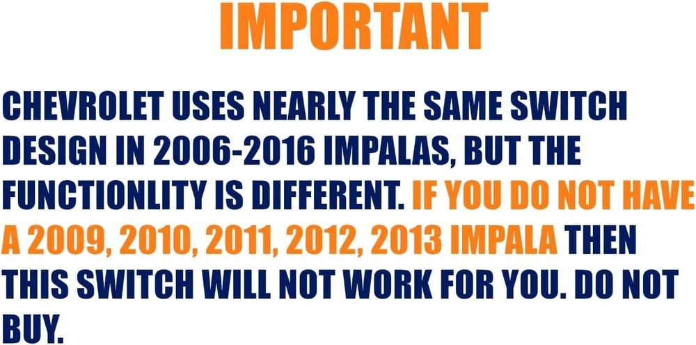 Window Master Switch for 2009-2013 Chevrolet Impala