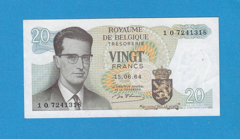 1964 Belgium 20 Francs Note