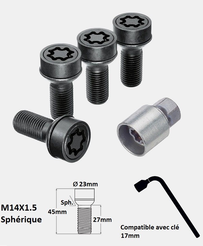FARAD STARLOCK Wheel Lock Nuts Black Matte 4 Locks 2 Sockets