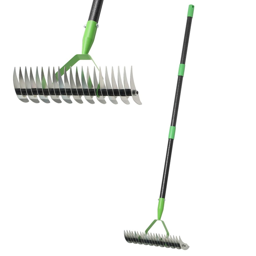 Thatch Rake ColdPressed Steel Dethatcher 56 Inch Adjustable Handle Yard Tool