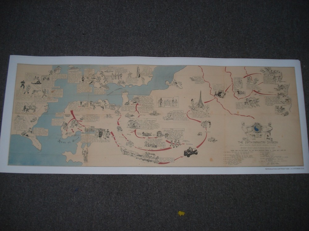 WWII 29TH INFANTRY DIV. INVASION MAP REPRODUCTION