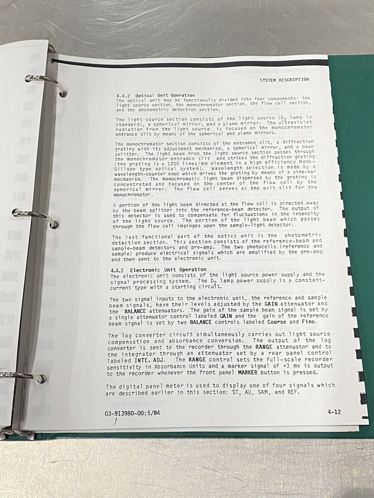 Varian 2010 Pump / 2210 System HPLC - Users Guide / Instruction