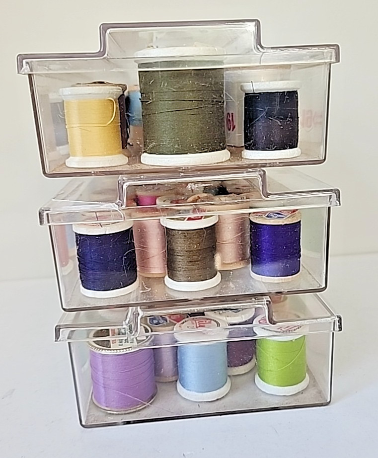 66 Spools of Sewing Thread in 3 Storage Boxes ~ Mostly Lily Brand