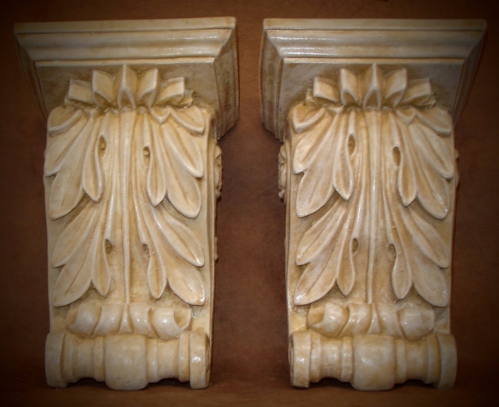Vintage Classical Leaf Shelf Acanthus leaf Wall Corbel Sconce Bracket Pair