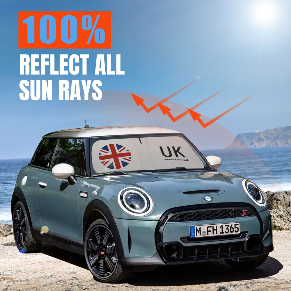 For Mini Cooper 15-23 Foldable Windshield Sun Shade Union Jack Front Visor Cover