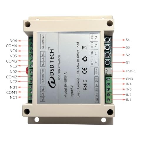 SH-UR04A 4-Channel USB Powered Relay Module for PC & Mac() 4CH