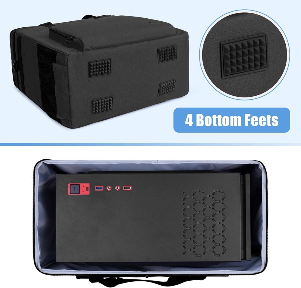 CURMIO Double-Layer PC Carrying Case, Desktop Computer Travel Type 2, Black