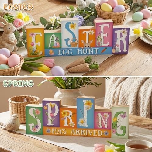 Easter Decorations, Wooden Easter Table Decorations, Reversible Easter & Orange