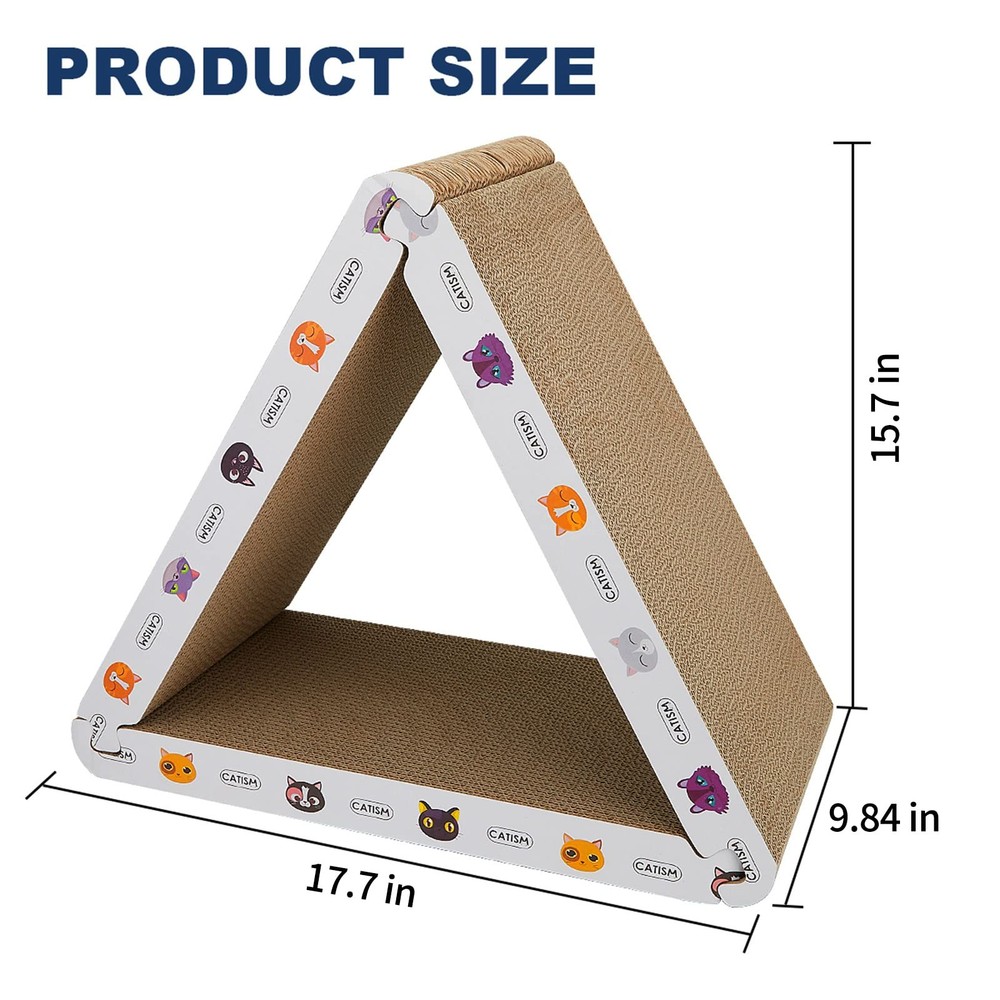Cat Scratcher Board Foldable Triangle 6 Usable Sides Vertical Cardboard 3 Pack