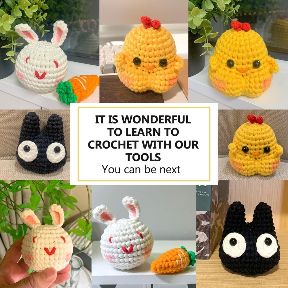 Beginner's Crochet Kit - Learn to Create Adorable Animals with Video Tutorials