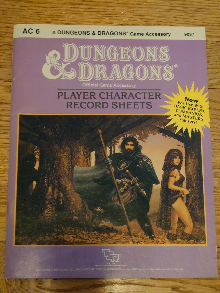 AC6 Player Character Record Sheets - Dungeons and Dragons (first print)