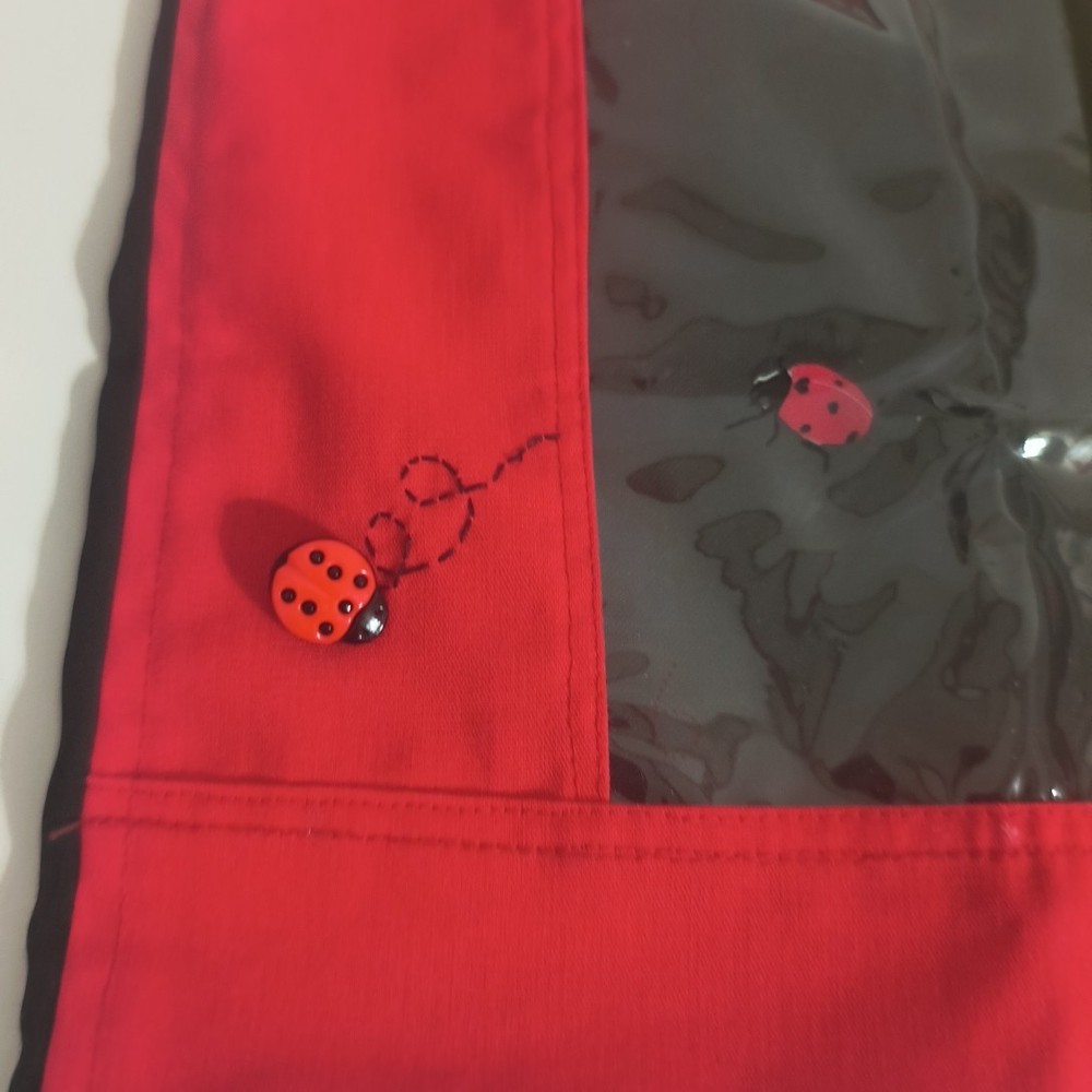 LadyBug Drawstring Bag Pouch Handmade Set Of 2