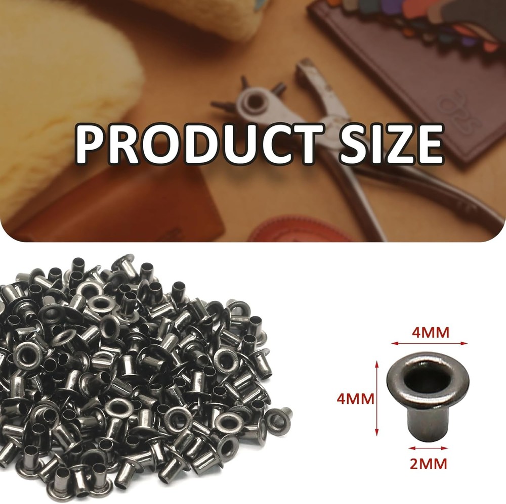 Litoexpe 200PCS 2MM Tiny Grommets Eyelets Self-Backing Gunmetal