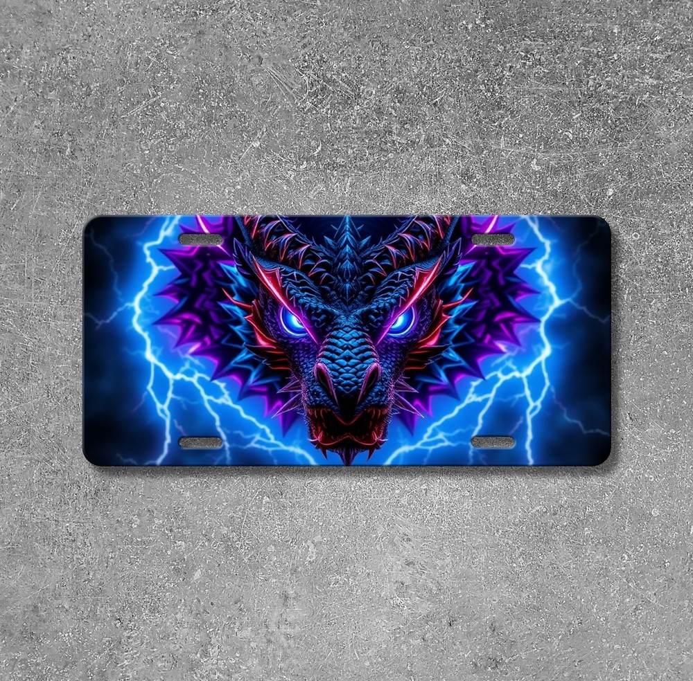 Dragon License Plate Elemental Dragon Artwork Add Custom Text Decor Plate