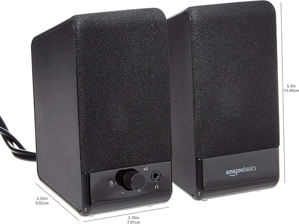 USB-Powered Computer Speakers W/ Volume Control Desktop/Laptop PC Compact Size