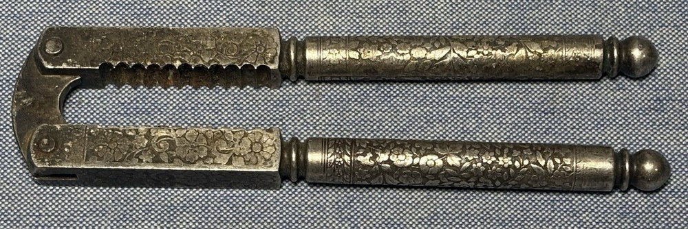 Vintage Nut Cracker Floral Design Silver Tone