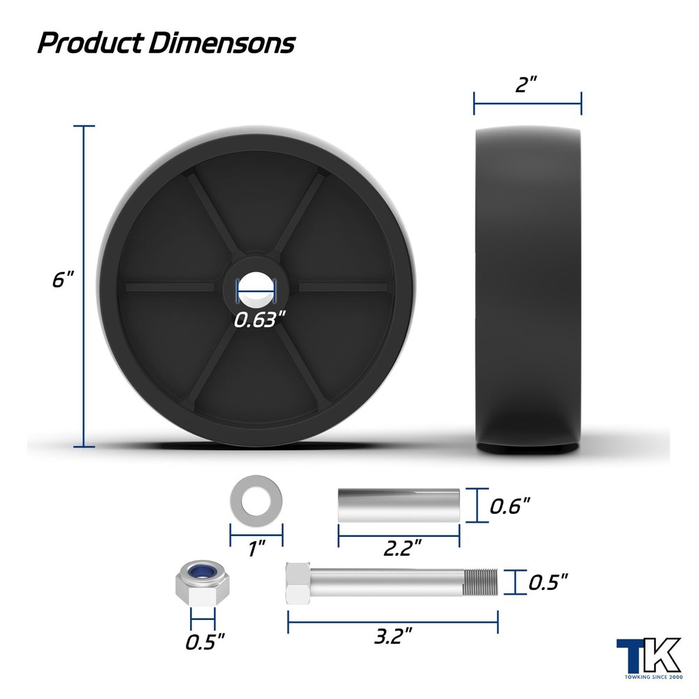 1200lbs 6inch Boat Trailer Jack Wheel, Wheel Replacement for Jack