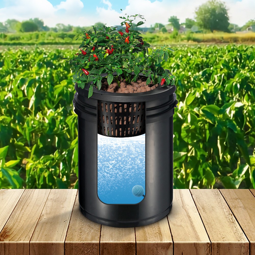 RDWC Hydroponics System Recirculating Deep Water Culture 4 Buckets 5 Gal