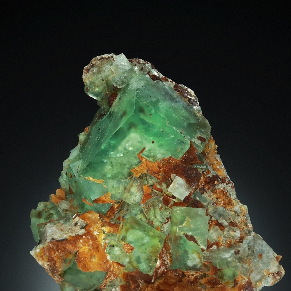 Sharp Green FLUORITE on MATRIX from MONGOLIA