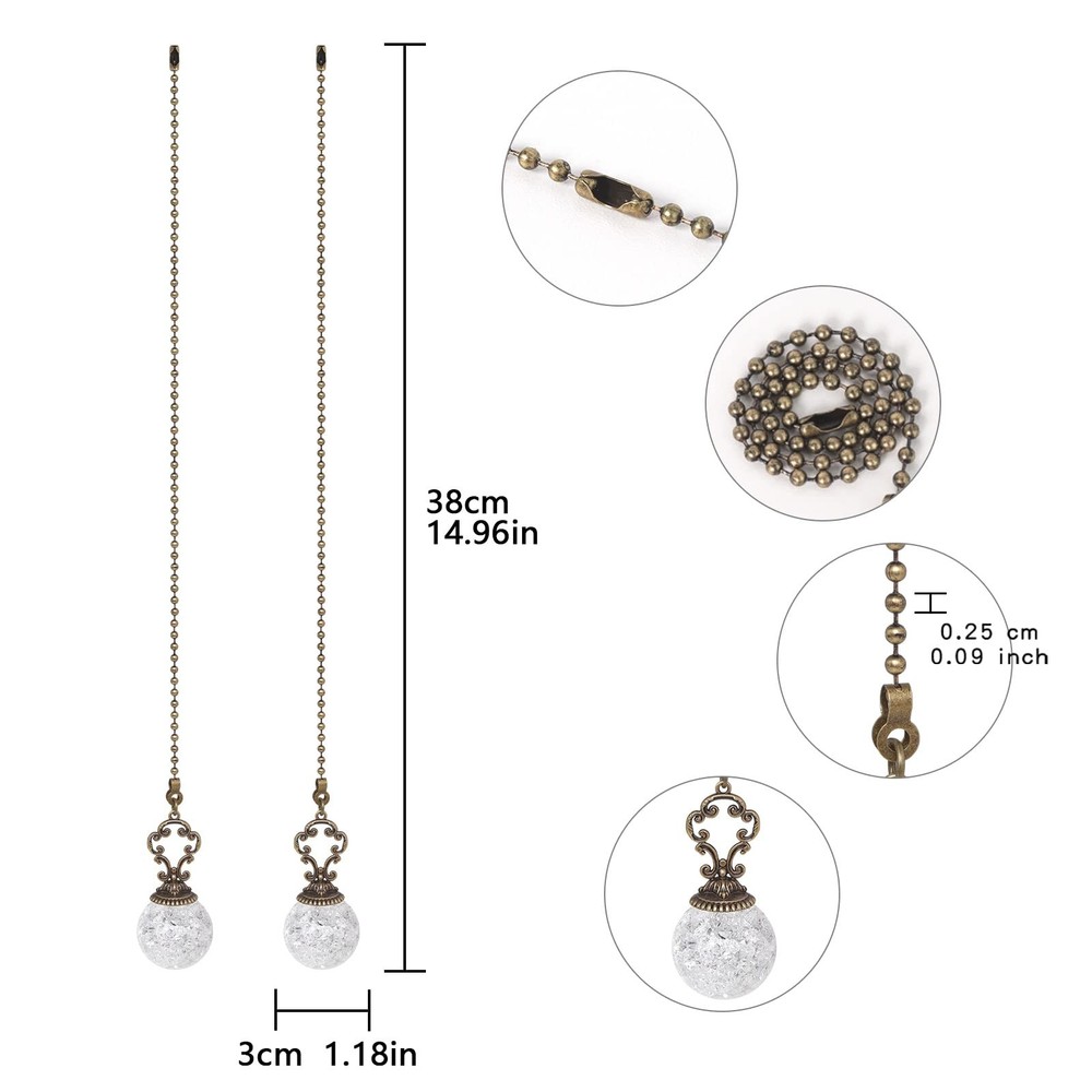 LONGSHENG - SINCE 2001 - Vintage 2PCS White Ceiling Fan Pull Chain Pull Chain...