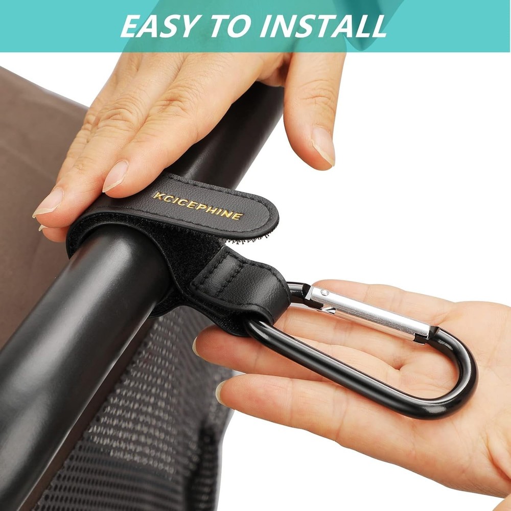 2 Pack Stroller Hooks, Stroller Straps for Diaper Bags,Adjustable Stroller Ca...
