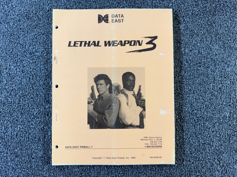 Data East Lethal Weapon 3 Pinball Machine Game Manual Schematics ORIGINAL