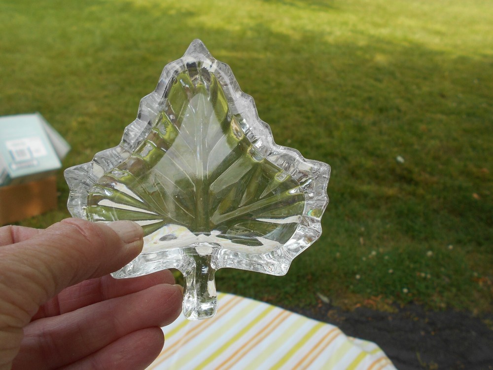 Glass Maple Leaf Trinket Dish