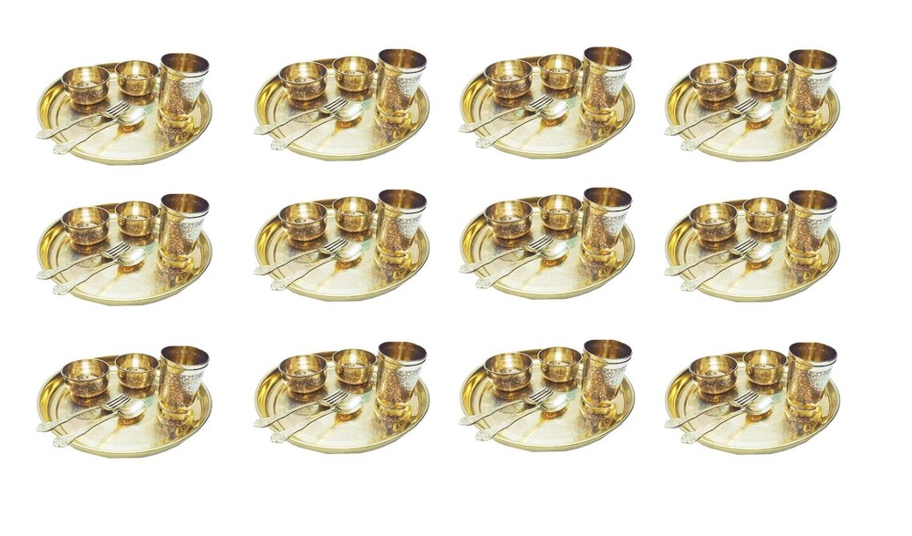Brass Dinner Set, Elegant Handcrafted Brass Tableware for Luxurious Dining Set