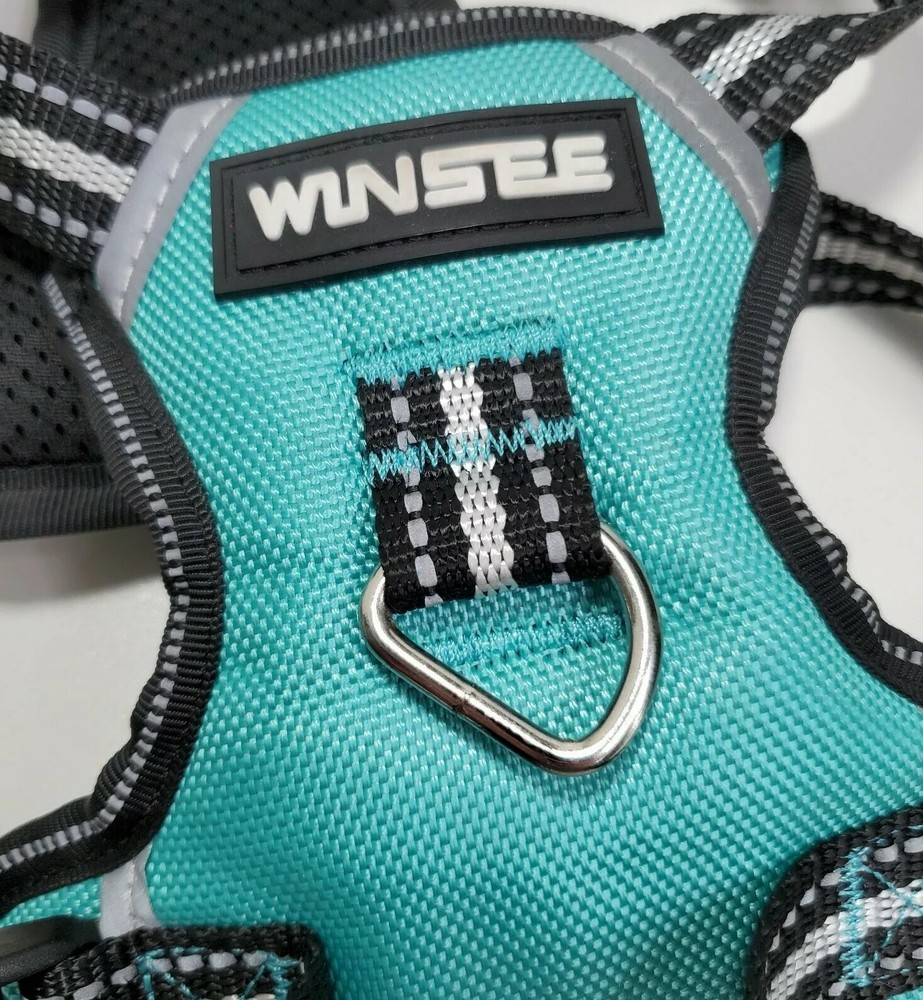 Winsee Dog Harness Adjustable Padded Reflective Green Black Silver Size MEDIUM