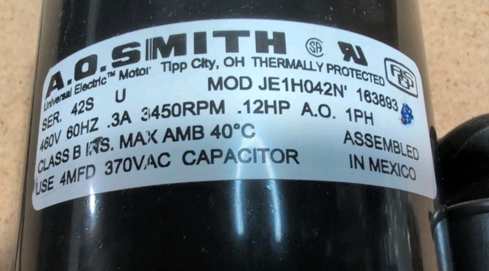 AO Smith je1h042n Replacement Motor New 12HP - NOS