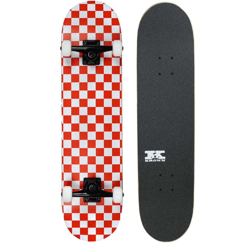 Krown KPC Skateboard Complete White/Red Checker 7.75"