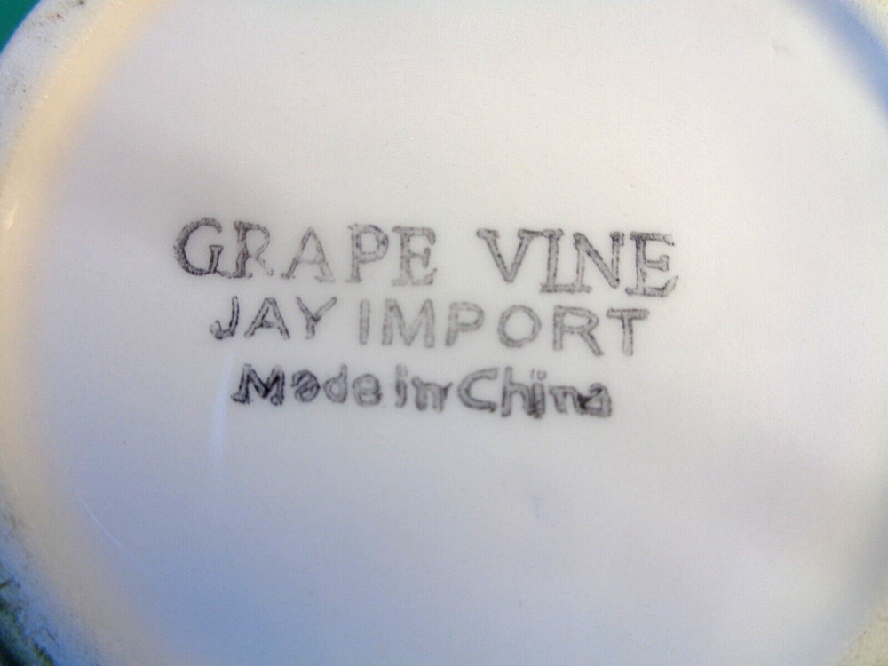 Grape Vine Pattern Ceramic Creamer, 3 7/8" Tall, Jay Imports (Used/EUC)