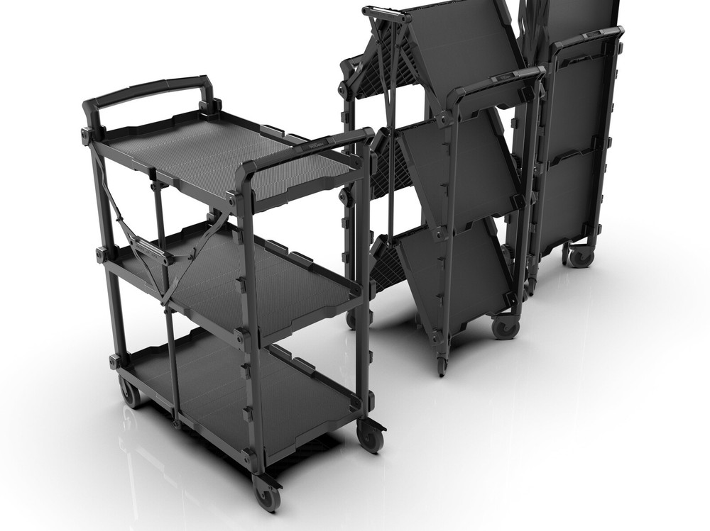 Portable Hyper Stack Collapsible Utility Cart Foldable Service Tool Cart Black