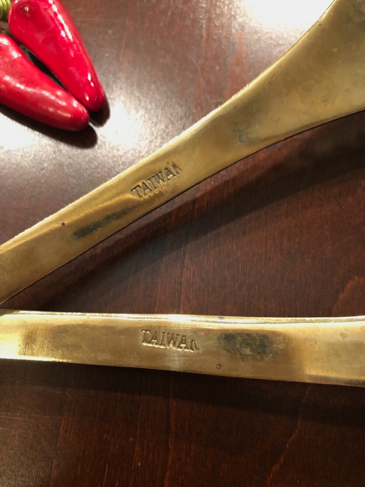 VTG Handcrafted Decorative Ornate Solid Brass Fork & Spoon Salad Serving Set 12"