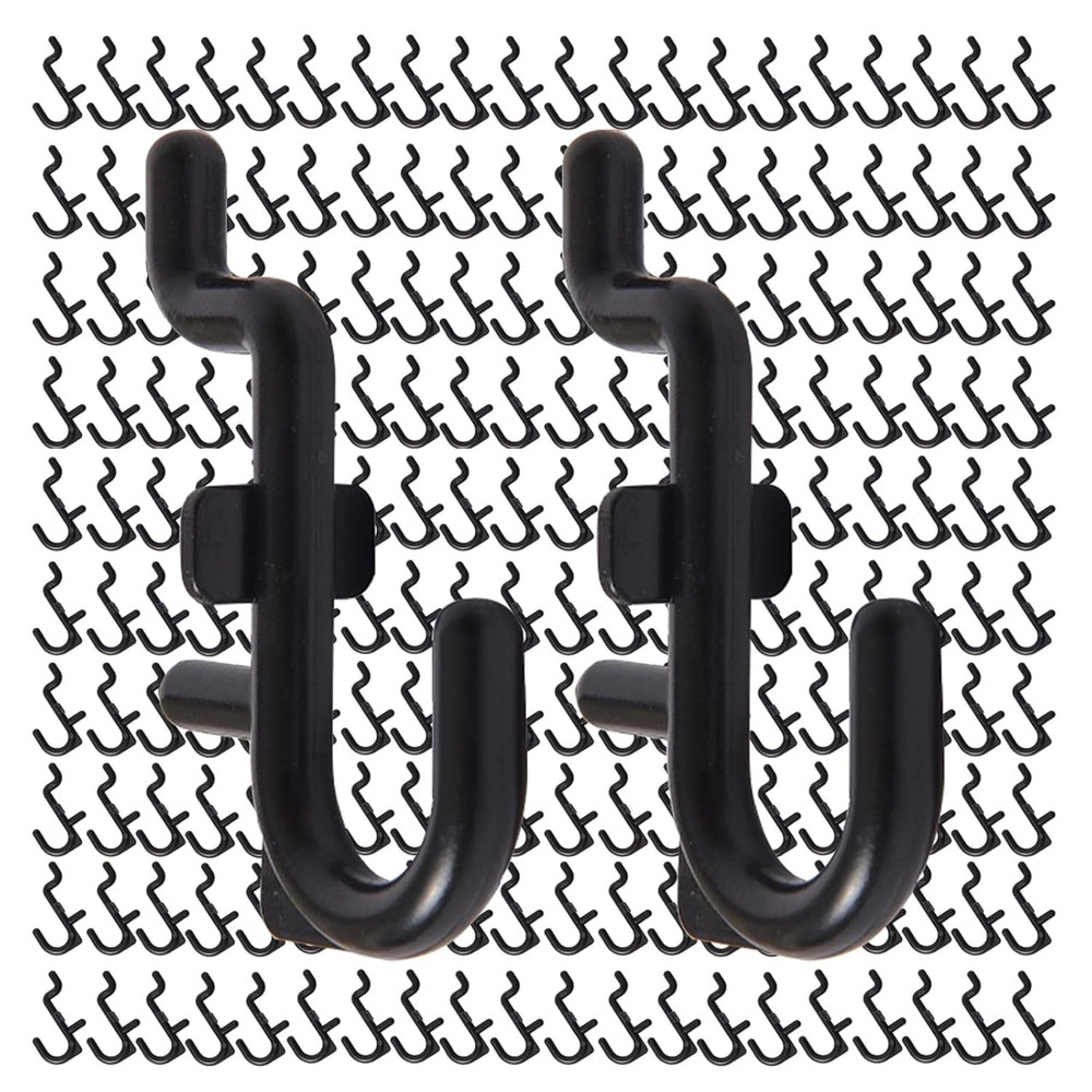 200 Pack Pegboard Hooks J Shape 1/4 Inch Anti Rust Plastic Peg Hooks for Tools