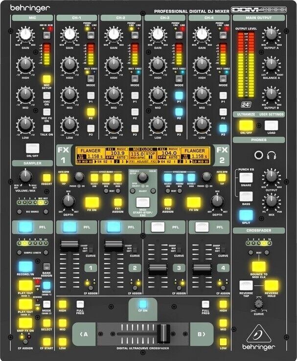 Behringer DDM4000 Professional 5-Channel Digital DJ Mixer w. Sampler & Effects
