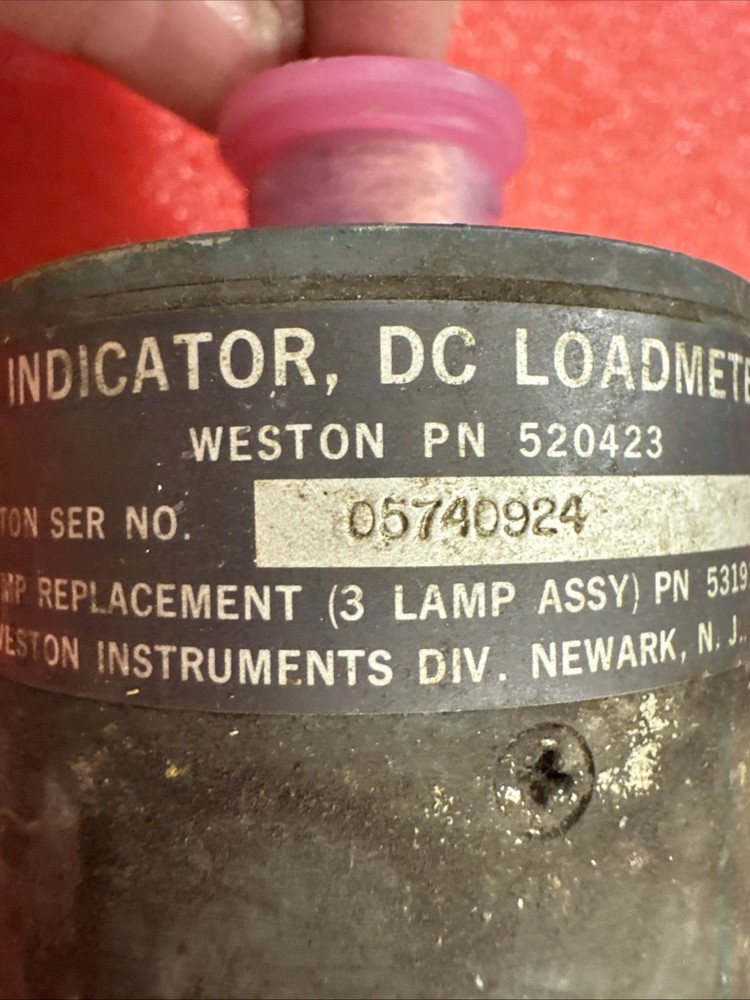 Douglas DC-10 DC Loadmeter Indicator Weston PN 520423 yb1