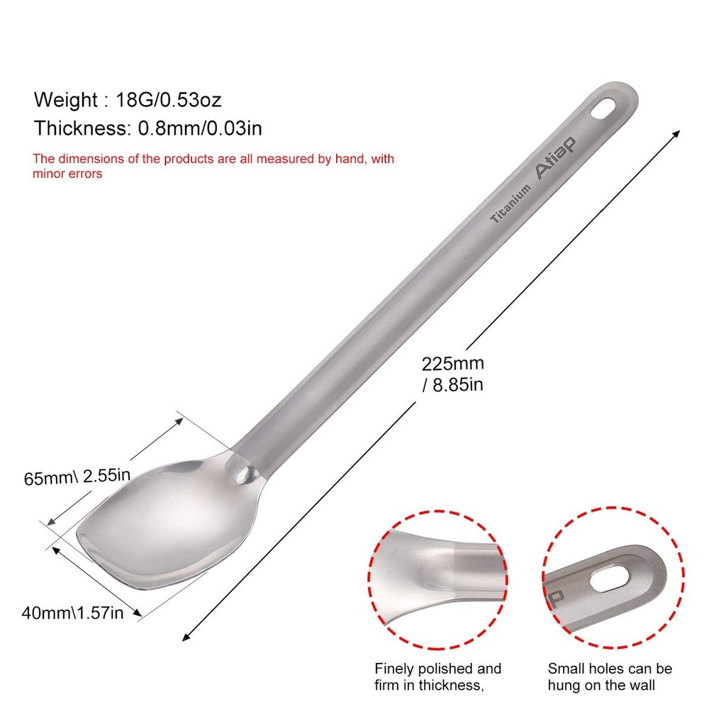 Camping Spoon Long Handle Spoon Titanium Ultralight Portable Flatware For Out...