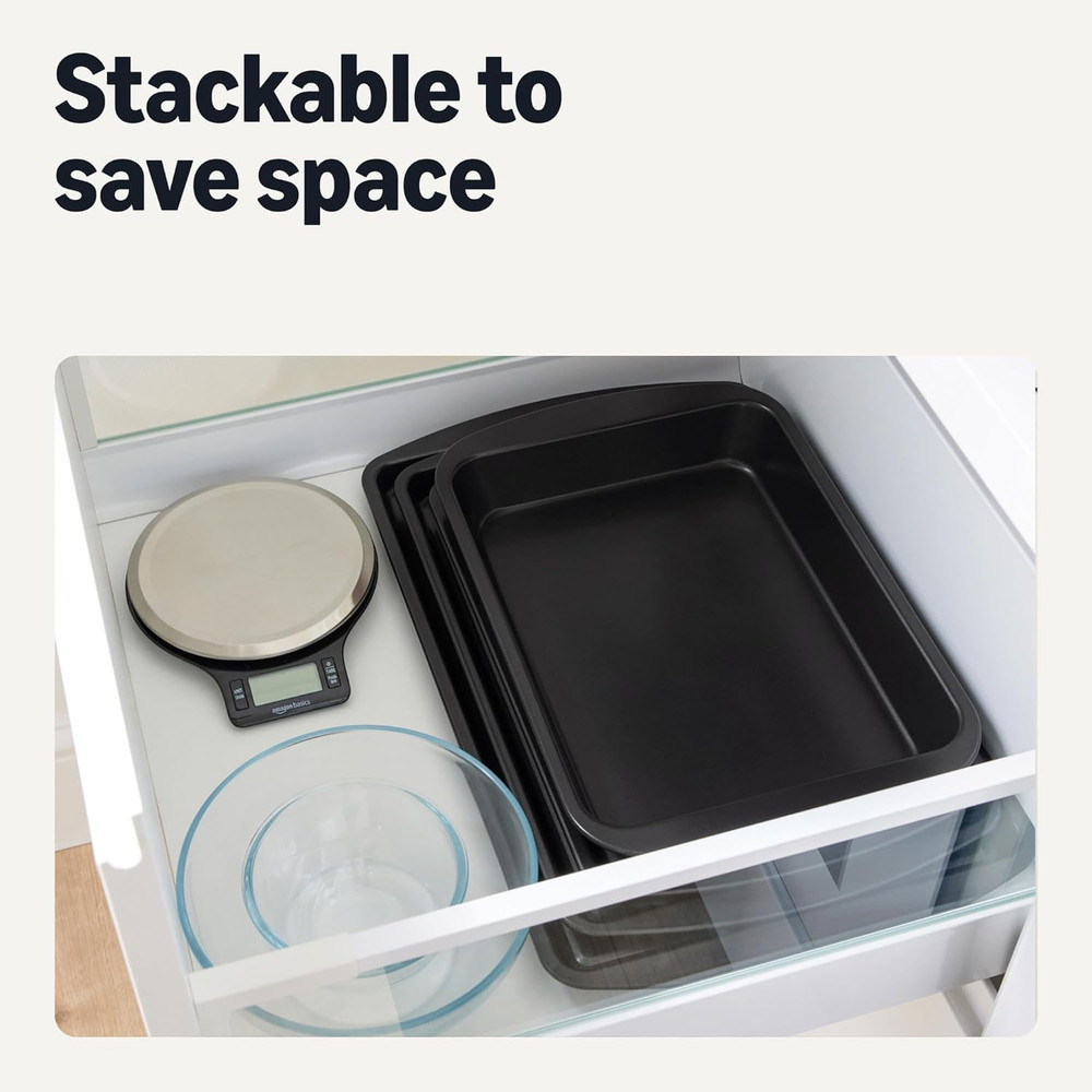 Nonstick Baking Sheets 3-Piece Set, Stackable to save Space, Dishwasher and Oven