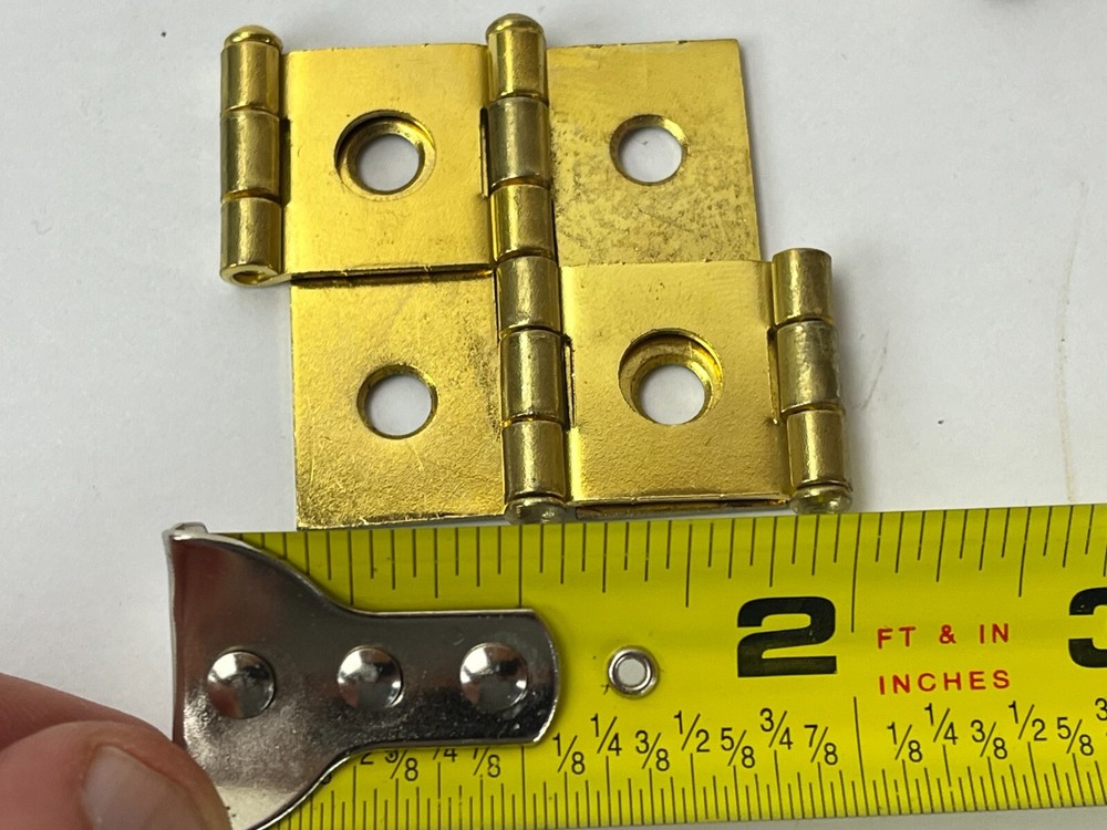 Set 4 Brass Cabinet window Shutter Hinge 2 x 2" Some screws Salvage Hardware