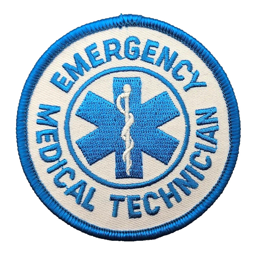 Emergency Medical Technician "First Responder" Blue on White EMT Patch