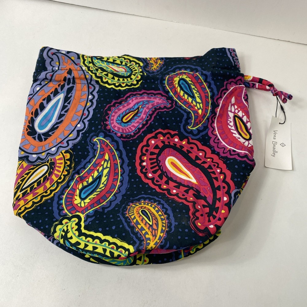 Vera Bradley Ditty Bag Drawstring With Plastic Liner TWILIGHT PAISLEY NEW +Tag