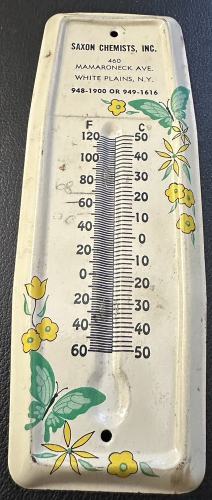 Vintage Saxon Chemists Tin THERMOMETER