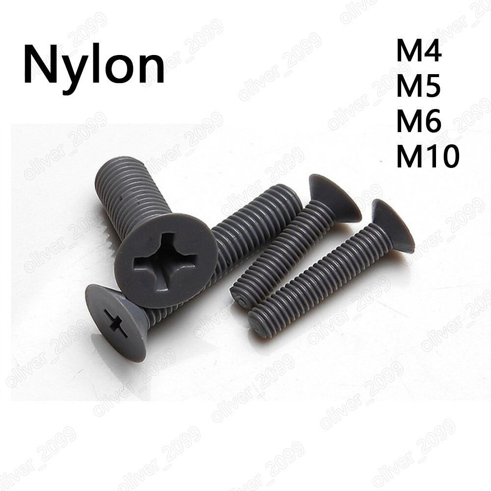Gray Plastic Nylon Phillips Cross Countersunk Flat Head Screws M4 M5 M6 M10