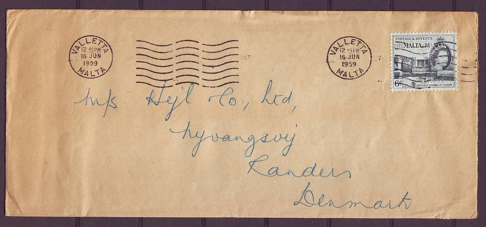 q9305/ Malta Cover t/Denmark 1959
