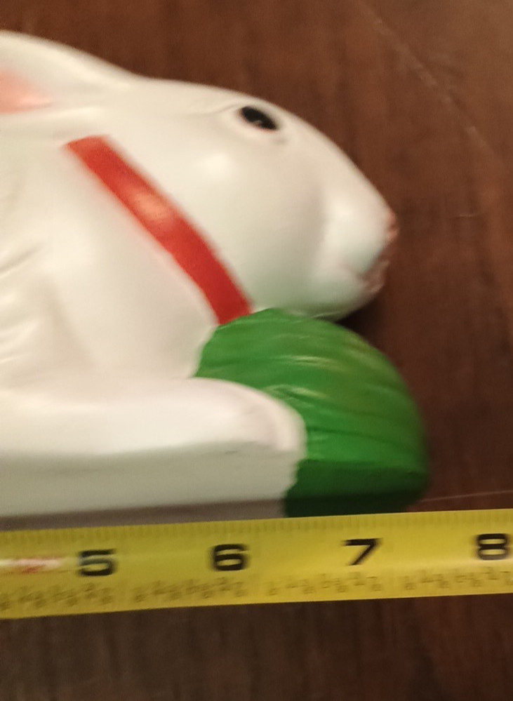 Vtg Hand Painted White 3D Rabbit w Cabbage Tulips Easter Spring Ceramic Planter
