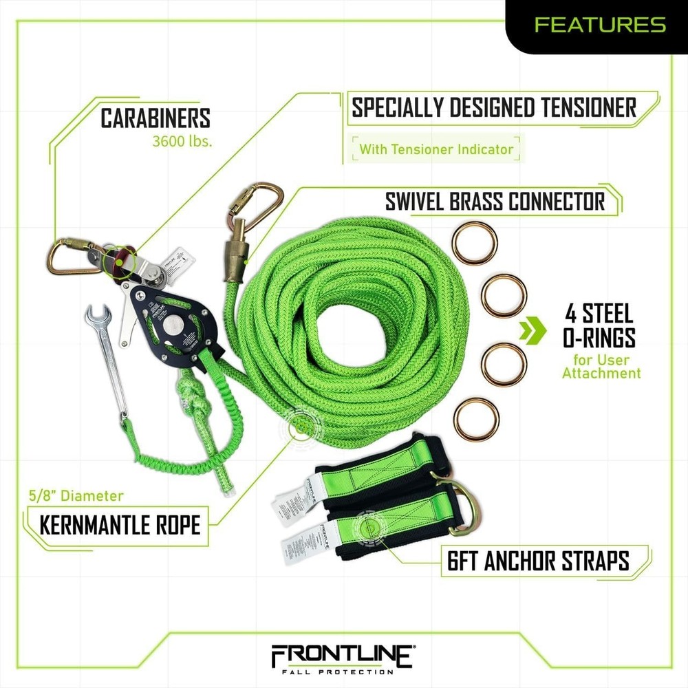 Frontline HLK1004 4-Person 100' Adjustable Horizontal Lifeline System